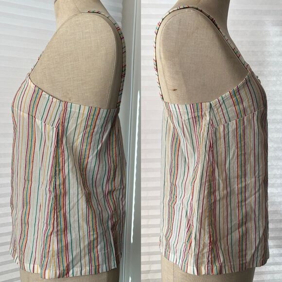 Madewell Raibnbow Striped Cami Blouse top button front, size XS, 100% Cotton - Picture 6 of 8